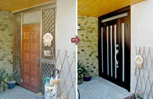 高性能サッシ取替えＳＲカット工法による玄関取替え工事例